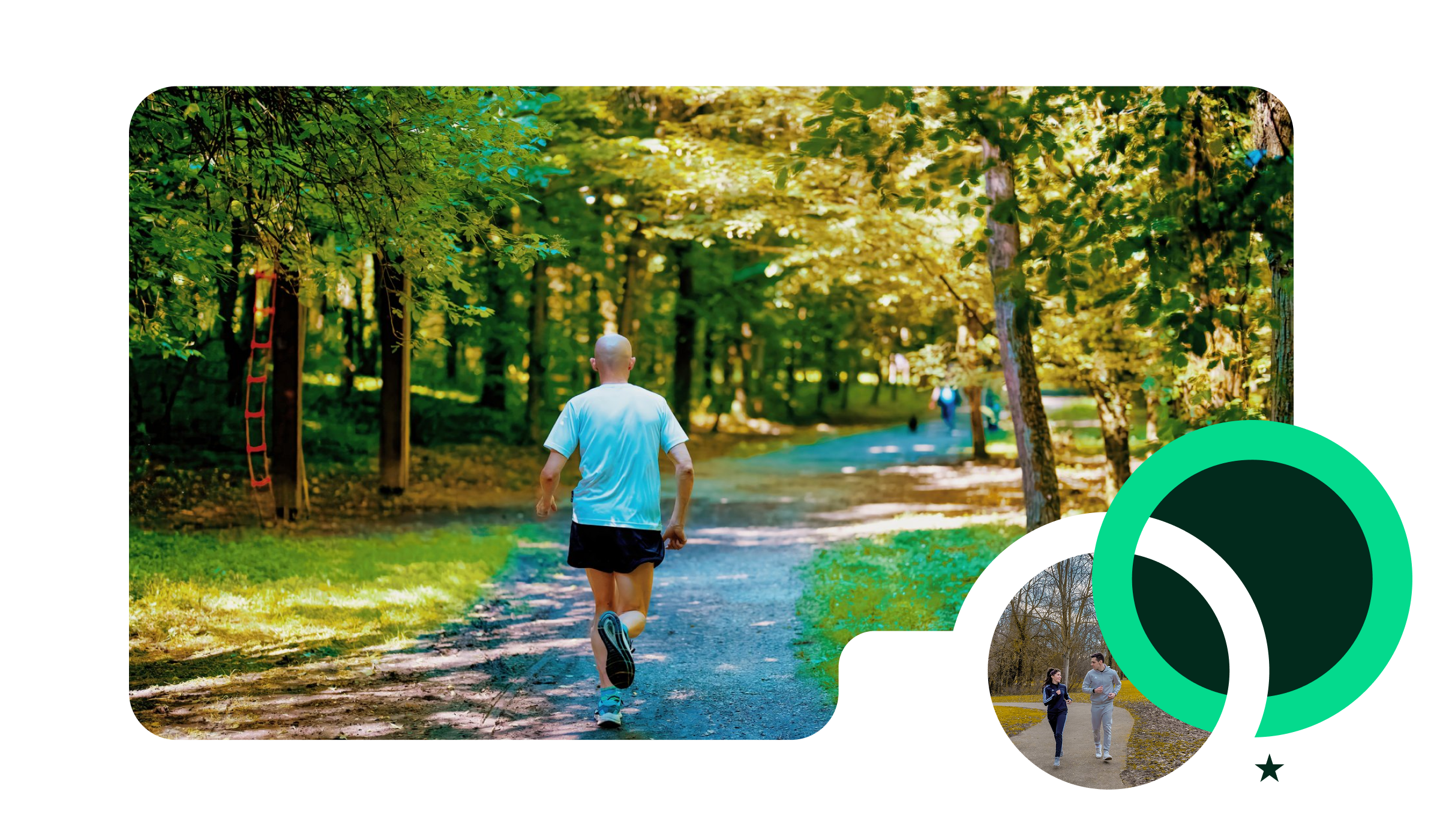 A photo of a man running in a park