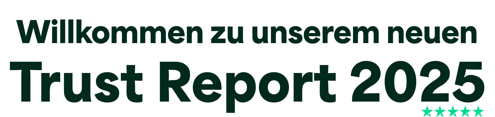 An image with the words Welcome to our new Trust Report 2025 which features 5 Trustpilot stars below 2025