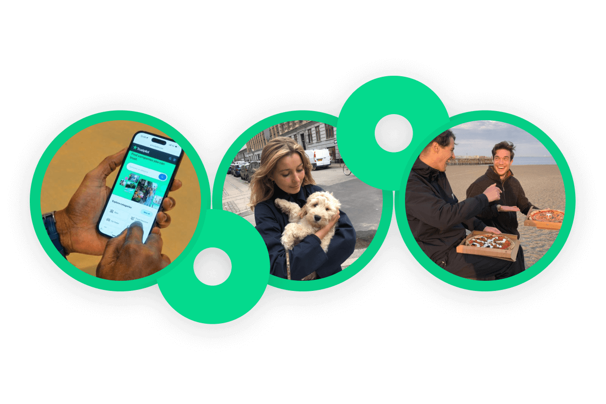 Three circular images, each containing a photo to represent Technology, Community and People